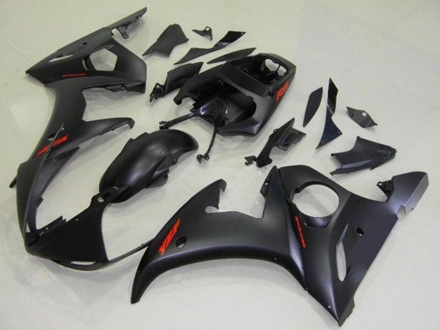 2003-2004 Matte Black Red Decals Yamaha YZF R6 Motorcycle Fairings