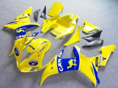 Custom 2003-2004 Yellow Blue Camel Motul Yamaha YZF R6 Motorcycle Fairings