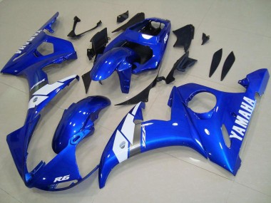 Custom 2003-2004 Blue White OEM Style Yamaha YZF R6 Motorcycle Fairings