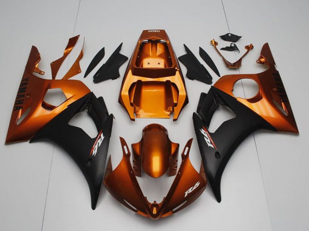 2003-2004 Orange Matte Black Yamaha YZF R6 Motorcycle Fairings