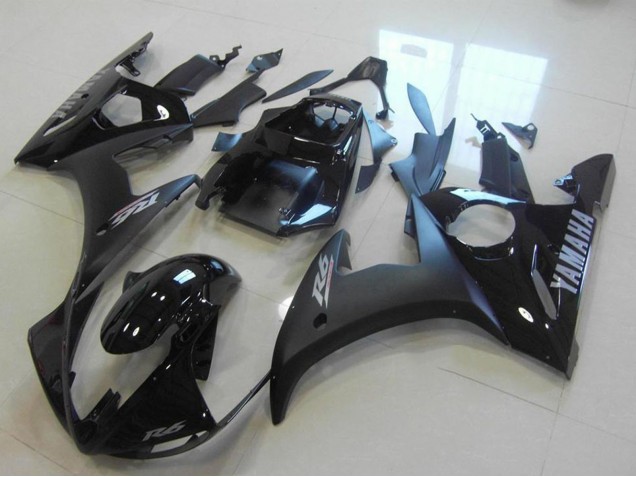 2003-2004 Glossy Black Matte Black Silver Decals Yamaha YZF R6 Motorcycle Fairings