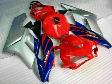 Custom 2004-2005 Silver Red Blue Black Stripe Honda CBR1000RR Motorcycle Fairings