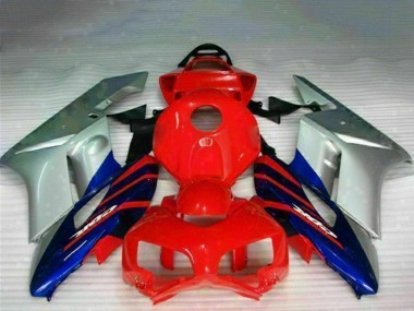 Custom 2004-2005 Silver Red Blue Black Stripe Honda CBR1000RR Motorcycle Fairings