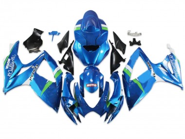 Custom 2004-2005 Blue Green White Suzuki GSXR 600/750 Motorcycle Fairings