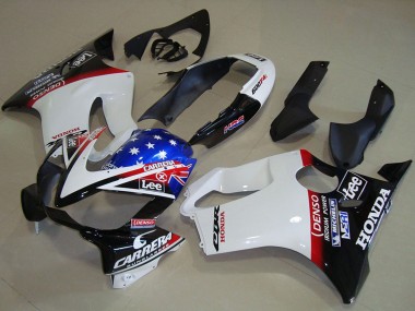 Custom 2004-2007 White Red Blue Glossy Black Star Lee Carrera Honda CBR600 F4i Motorcycle Fairings