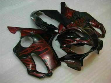 Custom 2004-2007 Glossy Black Red Flame Honda CBR600 F4i Motorcycle Fairings