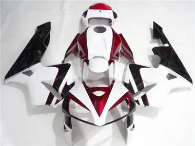 Custom 2005-2006 White Red Black Honda CBR600RR Motorcycle Fairings Kits