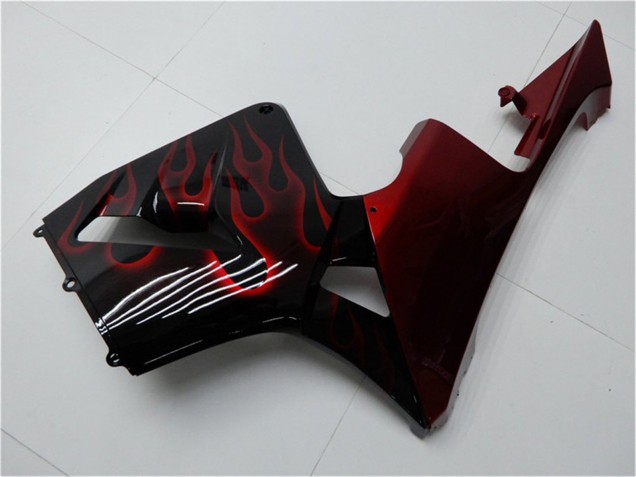 2005-2006 Glossy Black Red Flame Honda CBR600RR Motorcycle Fairing Kits