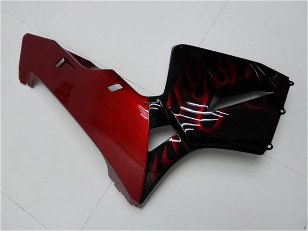 2005-2006 Glossy Black Red Flame Honda CBR600RR Motorcycle Fairing Kits