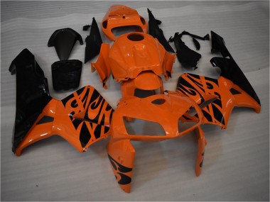 Custom 2005-2006 Orange Black Flame Honda CBR600RR Motorcycle Fairing