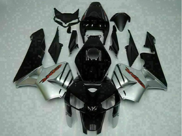 2005-2006 Glossy Black Silver Honda CBR600RR Motorcycle Fairings