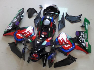 Custom 2005-2006 Black Red Green Pata Honda CBR600RR Motorcycle Fairings