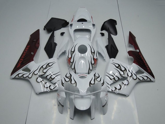 2005-2006 White Black Flame Honda CBR600RR Motorcycle Fairing
