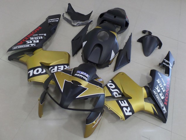 2005-2006 Matte Black Gold Repsol Honda CBR600RR Motorcycle Fairings