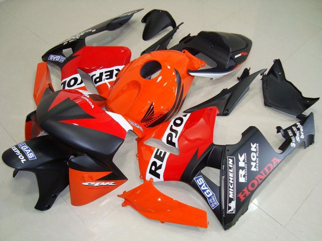 2005-2006 Orange Red White Matte Black Repsol Racing Honda CBR600RR Motorcycle Fairings