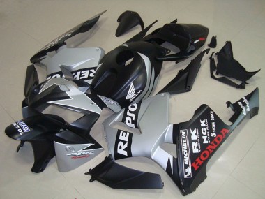 Custom 2005-2006 Matte Black Silver Repsol Honda CBR600RR Motorcycle Fairings