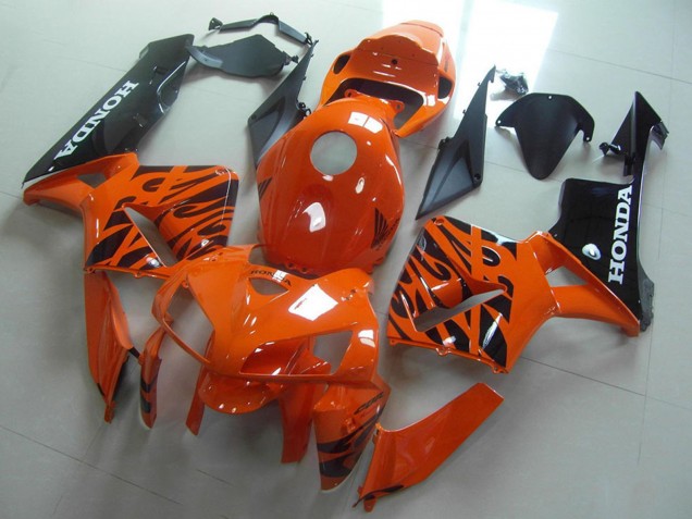2005-2006 Orange Black Flame Honda CBR600RR Motorcycle Fairings