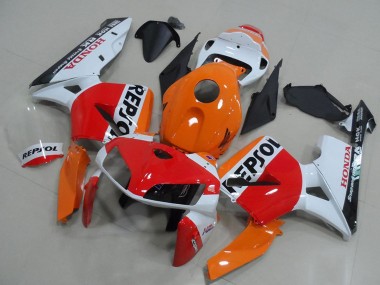 Custom 2005-2006 Orange White Red Glossy Black Repsol Honda CBR600RR Bike Fairings