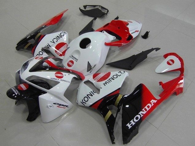 2005-2006 White Red Glossy Black Konica Minolta Honda CBR600RR Motorcycle Fairings