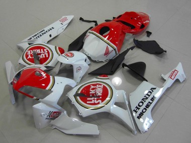 Custom 2005-2006 White Red Lucky Strike Honda CBR600RR Motorcycle Fairings