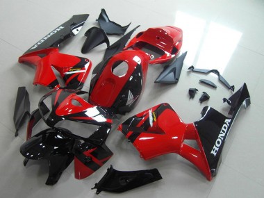 Custom 2005-2006 Red Glossy Black Honda CBR600RR Motorcycle Fairings