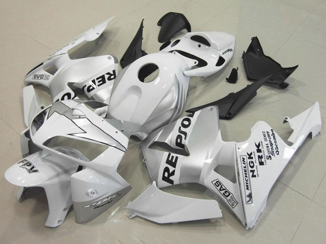 2005-2006 White Silver Black Repsol Honda CBR600RR Motorcycle Fairings