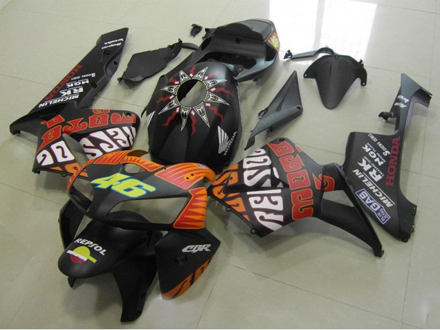 2005-2006 Matte Black Orange Yellow Rossi 46 Honda CBR600RR Motorcycle Fairings