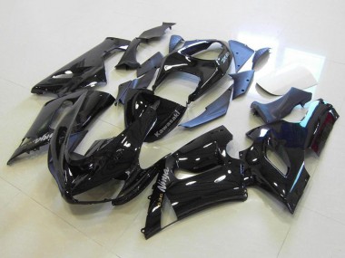 Custom 2005-2006 Glossy Black Silver Decals Kawasaki ZX6R Motorcycle Fairings