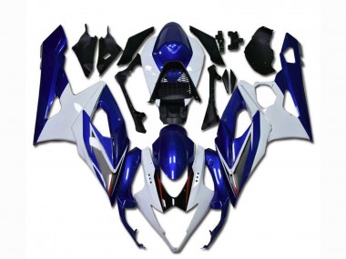 Custom 2005-2006 White Blue Suzuki GSXR 1000 Motorcycle Fairing