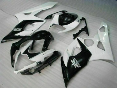 Custom 2005-2006 White Glossy Black Suzuki GSXR 1000 Motorcycle Fairings