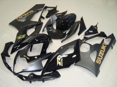 Custom 2005-2006 Glossy Black Matte Black Gold Decal Suzuki GSXR 1000 Motorcycle Fairings