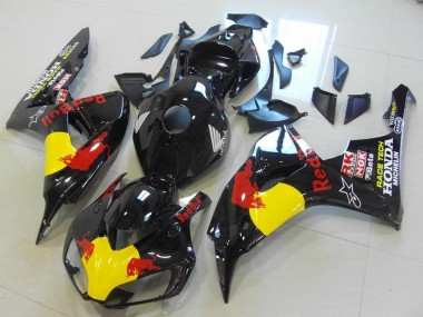 Custom 2006-2007 Glossy Black Yellow Red Bull Honda CBR1000RR Motorcycle Fairings