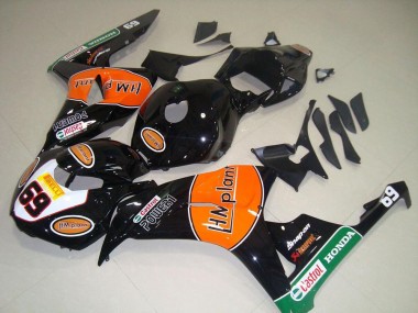 Custom 2006-2007 Glossy Black Orange Green Hm Plant Racing 69 Honda CBR1000RR Motorcycle Fairings