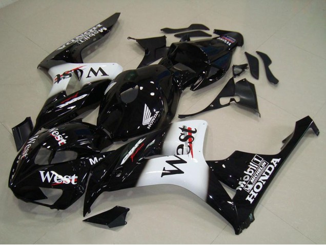2006-2007 Glossy Black White West Honda CBR1000RR Motorcycle Fairings