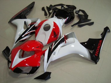 Custom 2006-2007 White Red Glossy Black Honda CBR1000RR Motorcycle Fairings Kit