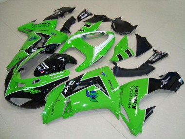 Custom 2006-2007 Green White Glossy Black Kawasaki ZX10R Motorcycle Fairings