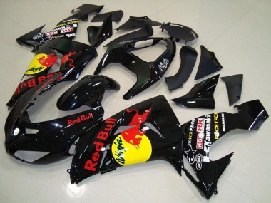 Custom 2006-2007 Glossy Black Yellow Red Bull Kawasaki ZX10R Motorcycle Fairings