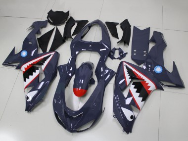 Custom 2006-2007 Grey White Red Shark Kawasaki ZX10R Motorcycle Fairings