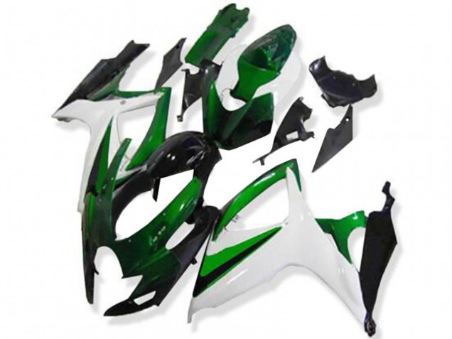 2006-2007 White Green Glossy Black Suzuki GSXR 600/750 Motorcycle Fairings