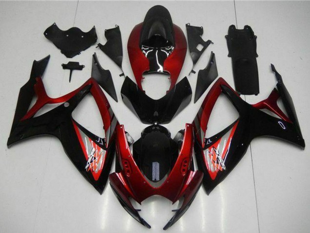 2006-2007 Red Glossy Black Suzuki GSXR 600/750 Motorcycle Fairing