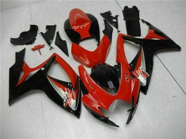 Custom 2006-2007 Red Glossy Black Suzuki GSXR 600/750 Motorcycle Fairings