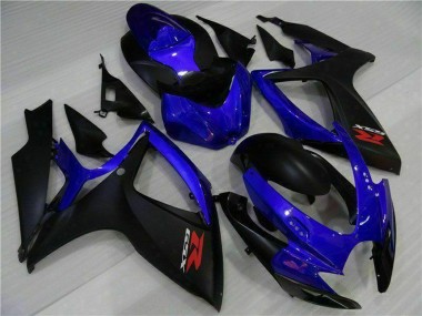 Custom 2006-2007 Blue Matte Black Red Suzuki GSXR 600/750 Motorcycle Fairings
