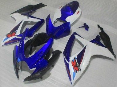 Custom 2006-2007 White Blue Black Red Suzuki GSXR 600/750 Motorcycle Fairings