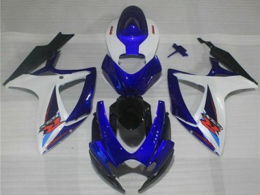 Custom 2006-2007 White Blue Black Red Suzuki GSXR 600/750 Motorcycle Fairings