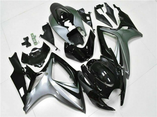 2006-2007 Silver Glossy Black Suzuki GSXR 600/750 Motorcycle Fairings