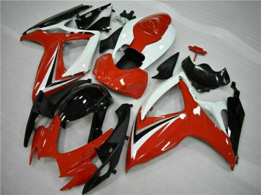 Custom 2006-2007 White Red Glossy Black Stripe Suzuki GSXR 600/750 Motorcycle Fairings