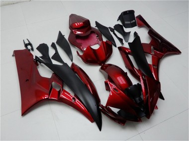 Custom 2006-2007 Red Matte Black Yamaha YZF R6 Motorcycle Fairing Kits