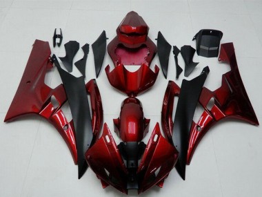 Custom 2006-2007 Red Matte Black Yamaha YZF R6 Motorcycle Fairing Kits
