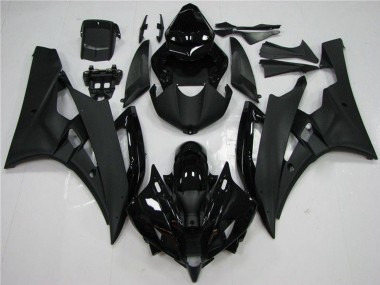 Custom 2006-2007 Glossy Black Matte Black Yamaha YZF R6 Motorcycle Fairing