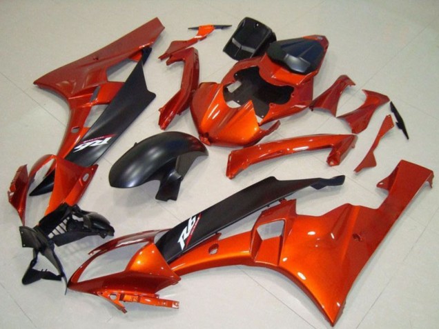 2006-2007 Orange Matte Black Yamaha YZF R6 Motorcycle Fairing Kits